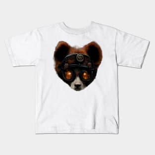 Steampunk Red Panda Orange Goggles No Shadow Kids T-Shirt